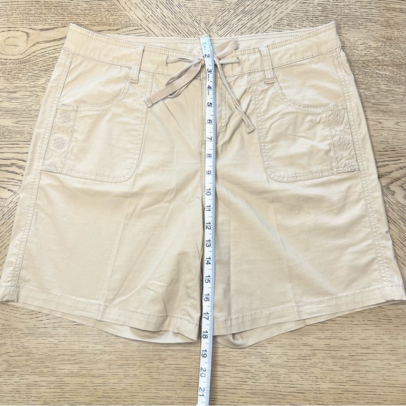 St. John’s Bay Two Pairs Embroidered Drawstring Shorts Khaki/Blue, Women’s 10 - Picture 7 of 13